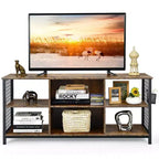 Meuble TV 3 niveaux Costway pour téléviseurs jusqu'à 65'' avec centre multimédia et panier de rangement