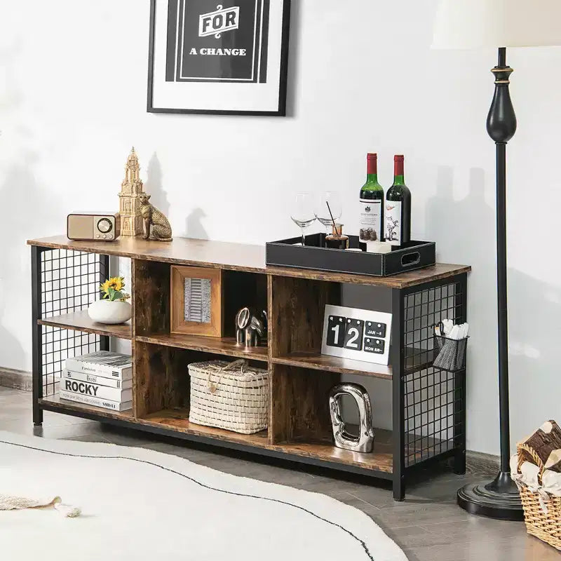 Meuble TV 3 niveaux Costway pour téléviseurs jusqu'à 65'' avec centre multimédia et panier de rangement