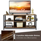 Meuble TV 3 niveaux Costway pour téléviseurs jusqu'à 65'' avec centre multimédia et panier de rangement
