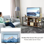 Meuble TV 3 niveaux Costway pour téléviseurs jusqu'à 65'' avec centre multimédia et panier de rangement