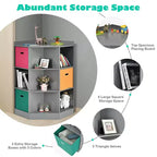 Costway Étagère de Rangement pour Enfants à 3 Niveaux avec 3 Paniers Meuble d'Angle Organisateur Gris