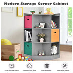 Costway Étagère de Rangement pour Enfants à 3 Niveaux avec 3 Paniers Meuble d'Angle Organisateur Gris