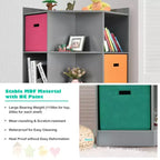 Costway Étagère de Rangement pour Enfants à 3 Niveaux avec 3 Paniers Meuble d'Angle Organisateur Gris