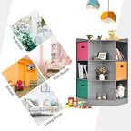 Costway Étagère de Rangement pour Enfants à 3 Niveaux avec 3 Paniers Meuble d'Angle Organisateur Gris