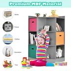 Costway Étagère de Rangement pour Enfants à 3 Niveaux avec 3 Paniers Meuble d'Angle Organisateur Gris