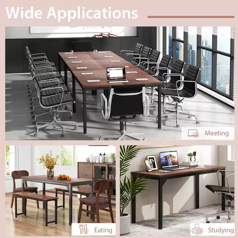 Costway Bureau de conférence 55 Table de réunion d'étude pour ordinateur Pieds en métal