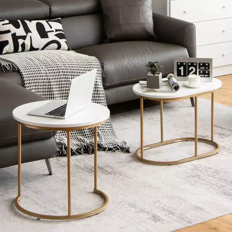 Costway Tables basses gigognes modernes Lot de 2 tables d'appoint pour salon