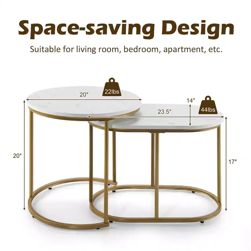 Costway Tables basses gigognes modernes Lot de 2 tables d'appoint pour salon