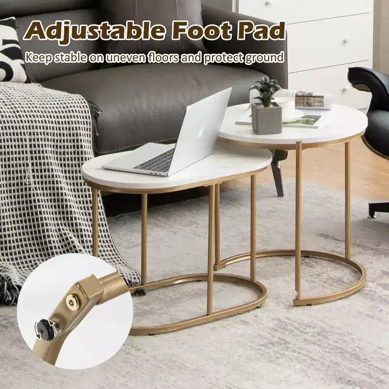 Costway Tables basses gigognes modernes Lot de 2 tables d'appoint pour salon