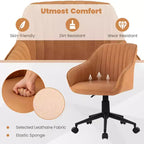 Costway Fauteuil de Bureau en Similicuir, Chaise de Bureau Pivotante, Réglable