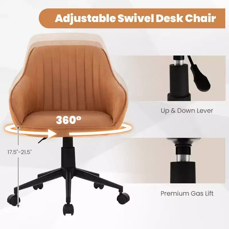 Costway Fauteuil de Bureau en Similicuir, Chaise de Bureau Pivotante, Réglable