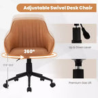 Costway Fauteuil de Bureau en Similicuir, Chaise de Bureau Pivotante, Réglable