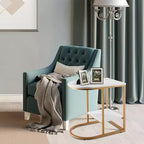 Table d'appoint en forme de C Costway, table d'appoint à 2 niveaux avec rangement, table de collation moderne et compacte