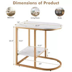 Table d'appoint en forme de C Costway, table d'appoint à 2 niveaux avec rangement, table de collation moderne et compacte