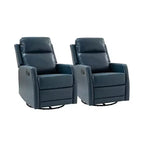Set of 2 Ofelia Wooden Upholstery Wingback Swivel Recliner for Bedroom and Living Room ART OF LIVING DESIGNS-GREY-NAVY