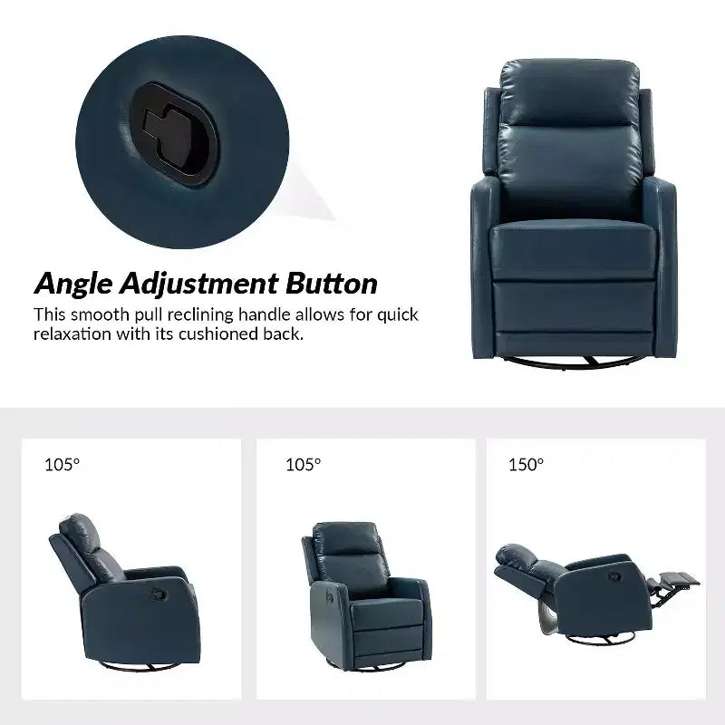 Lot de 2 fauteuils relax pivotants à oreilles en bois Ofelia pour chambre et salon ART OF LIVING DESIGNS-GRIS-BLEU MARINE