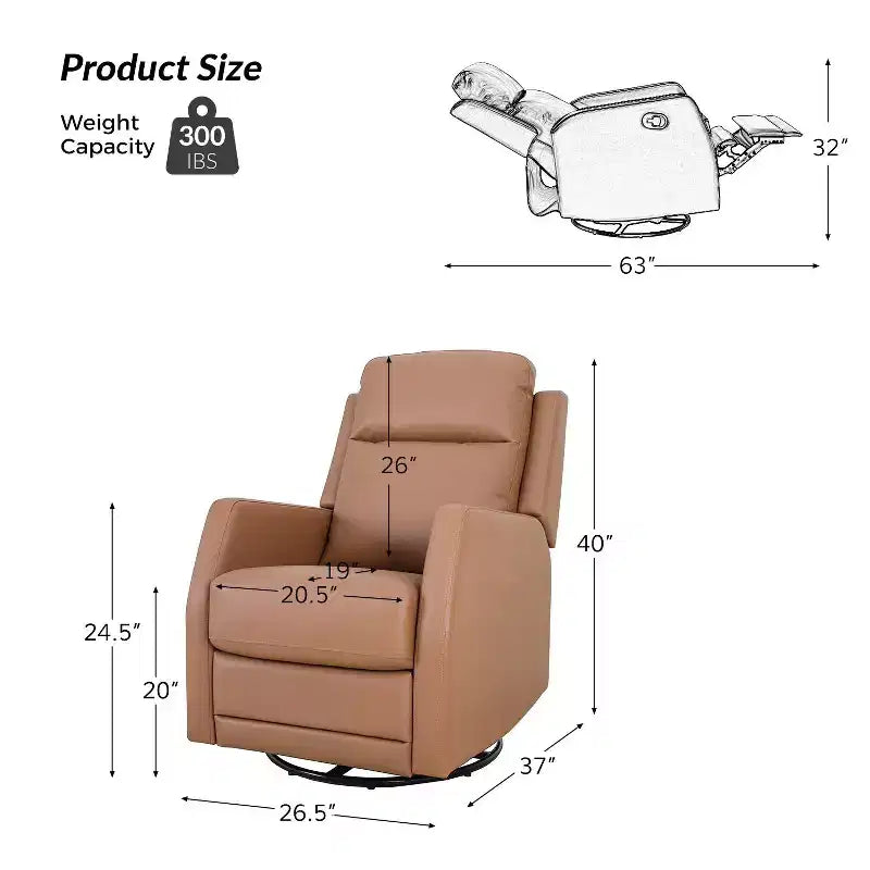 Lot de 2 fauteuils relax pivotants Ofelia à oreilles en bois pour chambre et salon ART OF LIVING DESIGNS-CAMEL