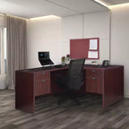 Bureau en L 60x65 Legacy avec unité de tiroirs à double piédestal - Regency