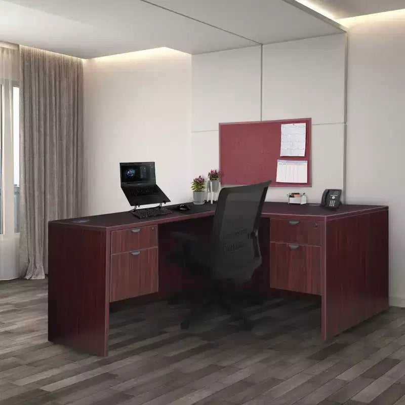 Bureau en L 60x65 Legacy avec unité de tiroirs à double piédestal - Regency