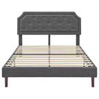 Lit plateforme rembourré BIKAHOM avec tête de lit capitonnée, Queen, Gris Foncé