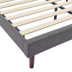 Lit plateforme rembourré BIKAHOM avec tête de lit capitonnée, Queen, Gris Foncé