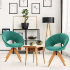 Lot de 2 chaises d'appoint pivotantes Costway, chaise de vanité moderne en velours avec pieds en bois