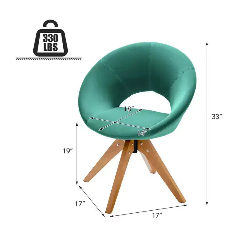 Lot de 2 chaises d'appoint pivotantes Costway, chaise de vanité moderne en velours avec pieds en bois
