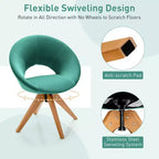 Lot de 2 chaises d'appoint pivotantes Costway, chaise de vanité moderne en velours avec pieds en bois