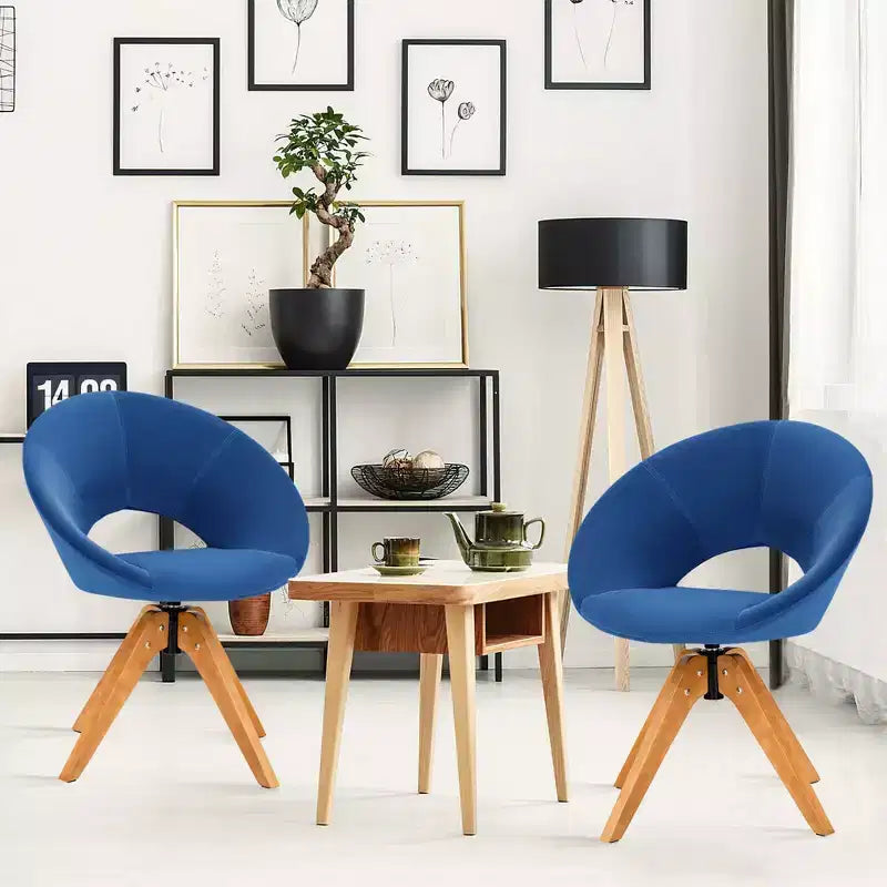 Lot de 2 chaises d'appoint pivotantes Costway, chaise de vanité moderne en velours avec pieds en bois