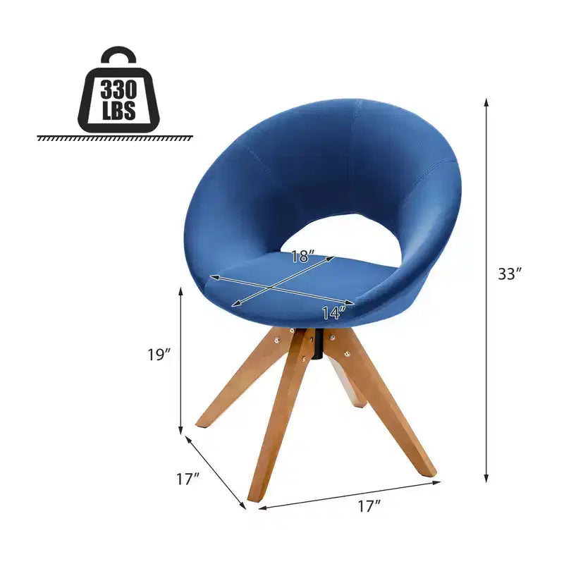 Lot de 2 chaises d'appoint pivotantes Costway, chaise de vanité moderne en velours avec pieds en bois
