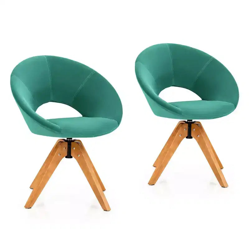 Lot de 2 chaises d'appoint pivotantes Costway, chaise de vanité moderne en velours avec pieds en bois