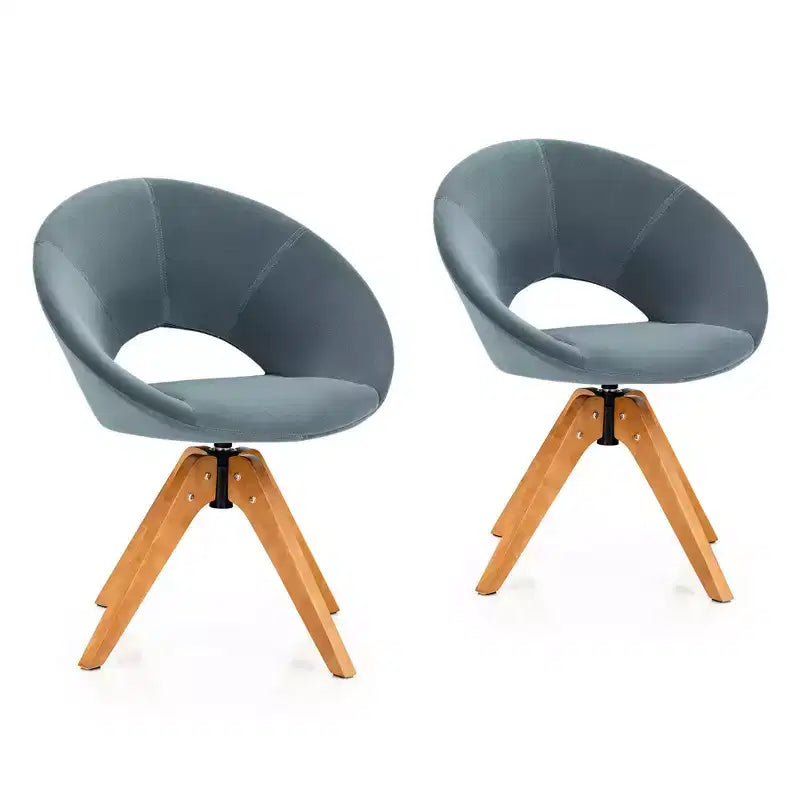 Lot de 2 chaises d'appoint pivotantes Costway, chaise de vanité moderne en velours avec pieds en bois