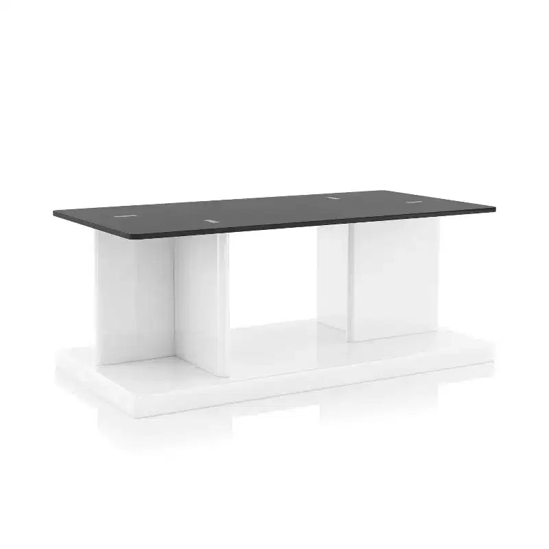 Ensemble 3 pièces table basse, console et table d'appoint Montreaux avec plateau en verre trempé noir - miBasics
