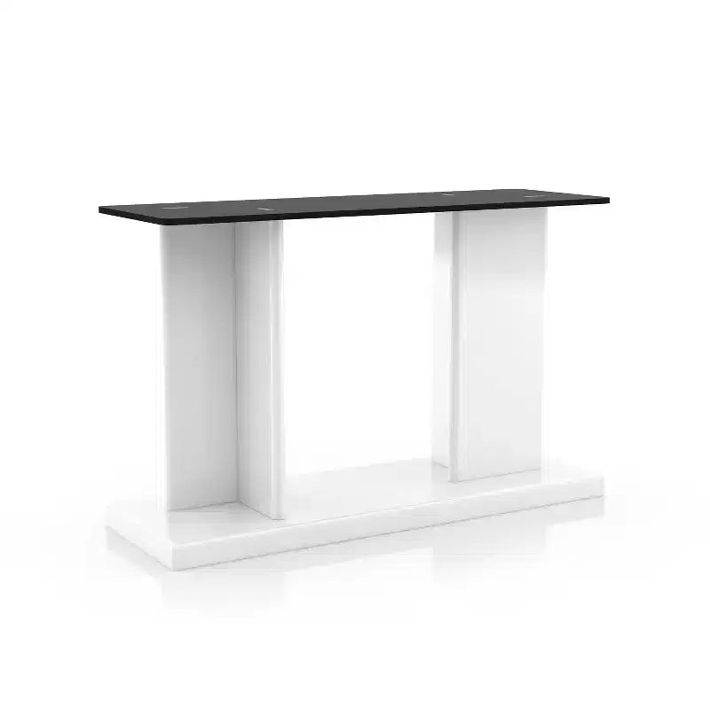 Ensemble 3 pièces table basse, console et table d'appoint Montreaux avec plateau en verre trempé noir - miBasics