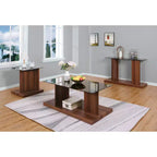 Ensemble 3 pièces table basse, console et table d'appoint Montreaux avec plateau en verre trempé noir - miBasics