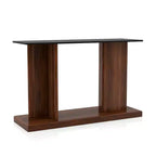 Ensemble 3 pièces table basse, console et table d'appoint Montreaux avec plateau en verre trempé noir - miBasics
