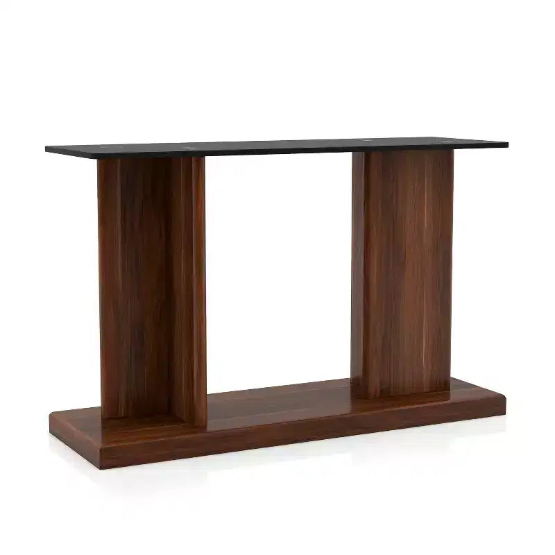 Ensemble 3 pièces table basse, console et table d'appoint Montreaux avec plateau en verre trempé noir - miBasics