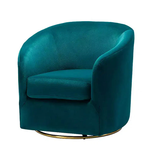 Amarante Comfy Velvet Swivel Chair for Bedroom with Metal Base | Karat Home-TEAL
