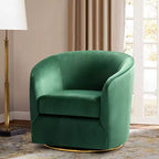 Fauteuil pivotant Amarante en velours confortable pour chambre à coucher avec base en métal | Karat Home-TEAL