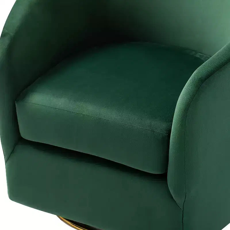 Fauteuil pivotant Amarante en velours confortable pour chambre à coucher avec base en métal | Karat Home-TEAL