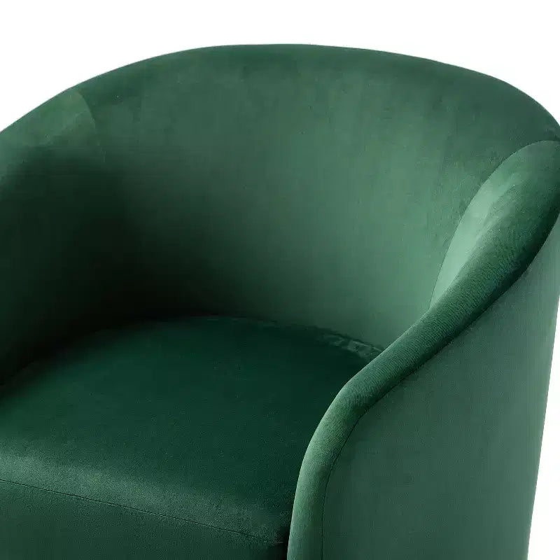 Fauteuil pivotant Amarante en velours confortable pour chambre à coucher avec base en métal | Karat Home-TEAL