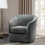 Fauteuil pivotant Amarante en velours confortable pour chambre à coucher avec base en métal | Karat Home-TEAL