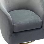Fauteuil pivotant Amarante en velours confortable pour chambre à coucher avec base en métal | Karat Home-TEAL