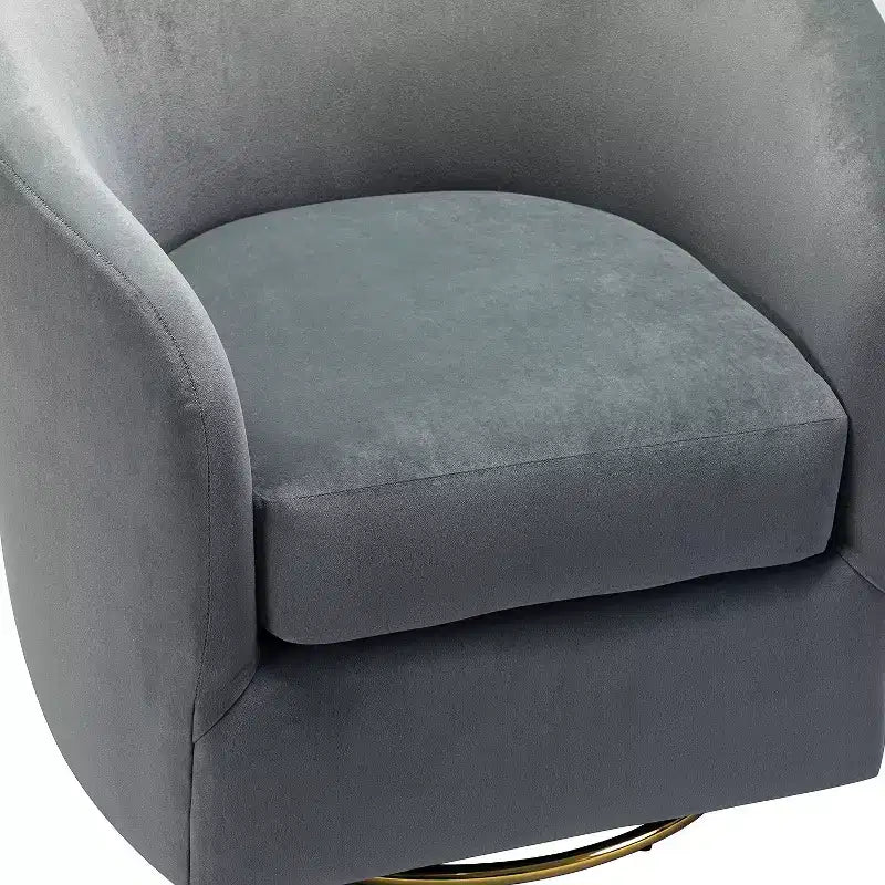 Fauteuil pivotant Amarante en velours confortable pour chambre à coucher avec base en métal | Karat Home-TEAL