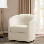Fauteuil pivotant Amarante en velours confortable pour chambre à coucher avec base en métal | Karat Home-TEAL
