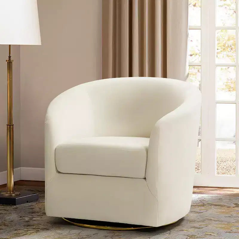 Fauteuil pivotant Amarante en velours confortable pour chambre à coucher avec base en métal | Karat Home-TEAL