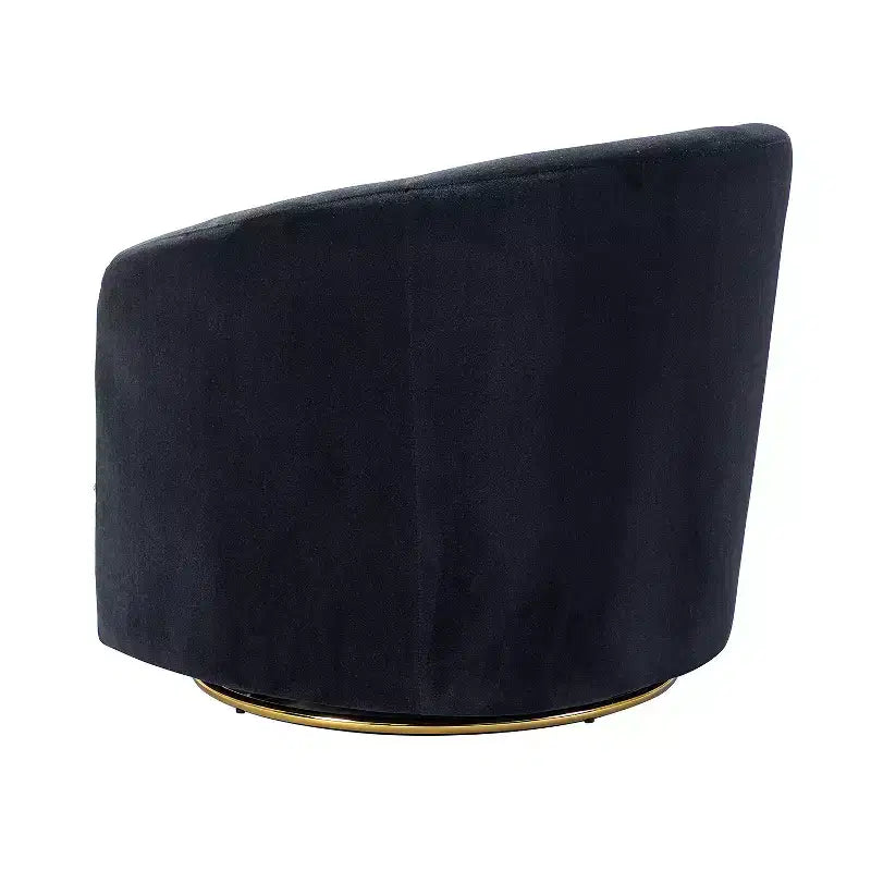 Fauteuil pivotant Amarante en velours confortable pour chambre à coucher avec base en métal | Karat Home-TEAL