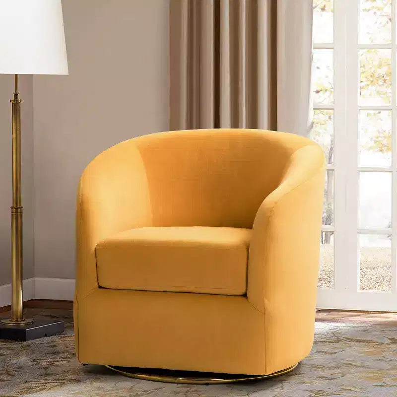 Fauteuil pivotant Amarante en velours confortable pour chambre à coucher avec base en métal | Karat Home-TEAL