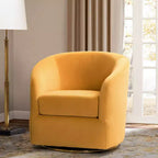 Fauteuil pivotant Amarante en velours confortable pour chambre à coucher avec base en métal | Karat Home-TEAL