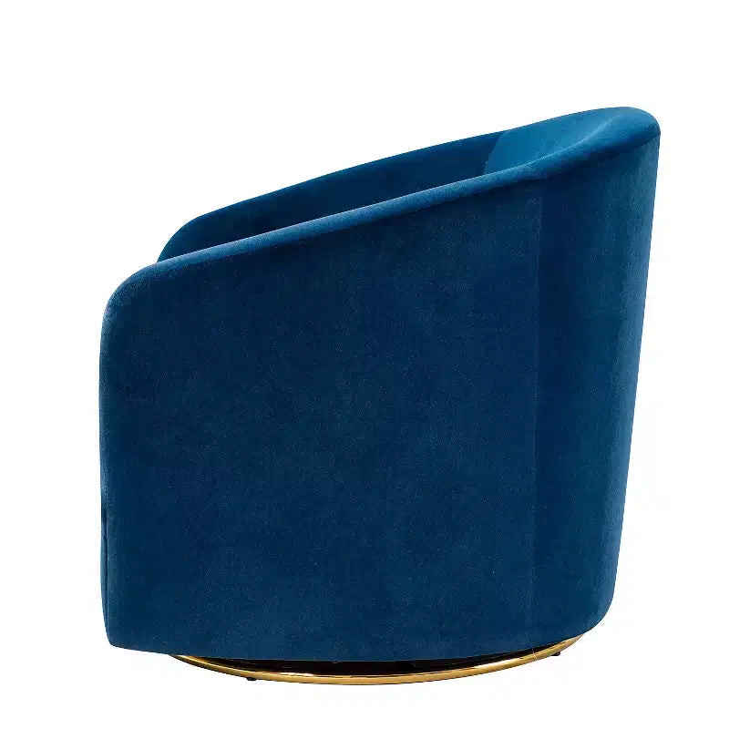 Fauteuil pivotant Amarante en velours confortable pour chambre à coucher avec base en métal | Karat Home-TEAL